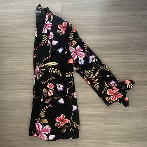 Express Floral Open Front Boyfriend Blazer